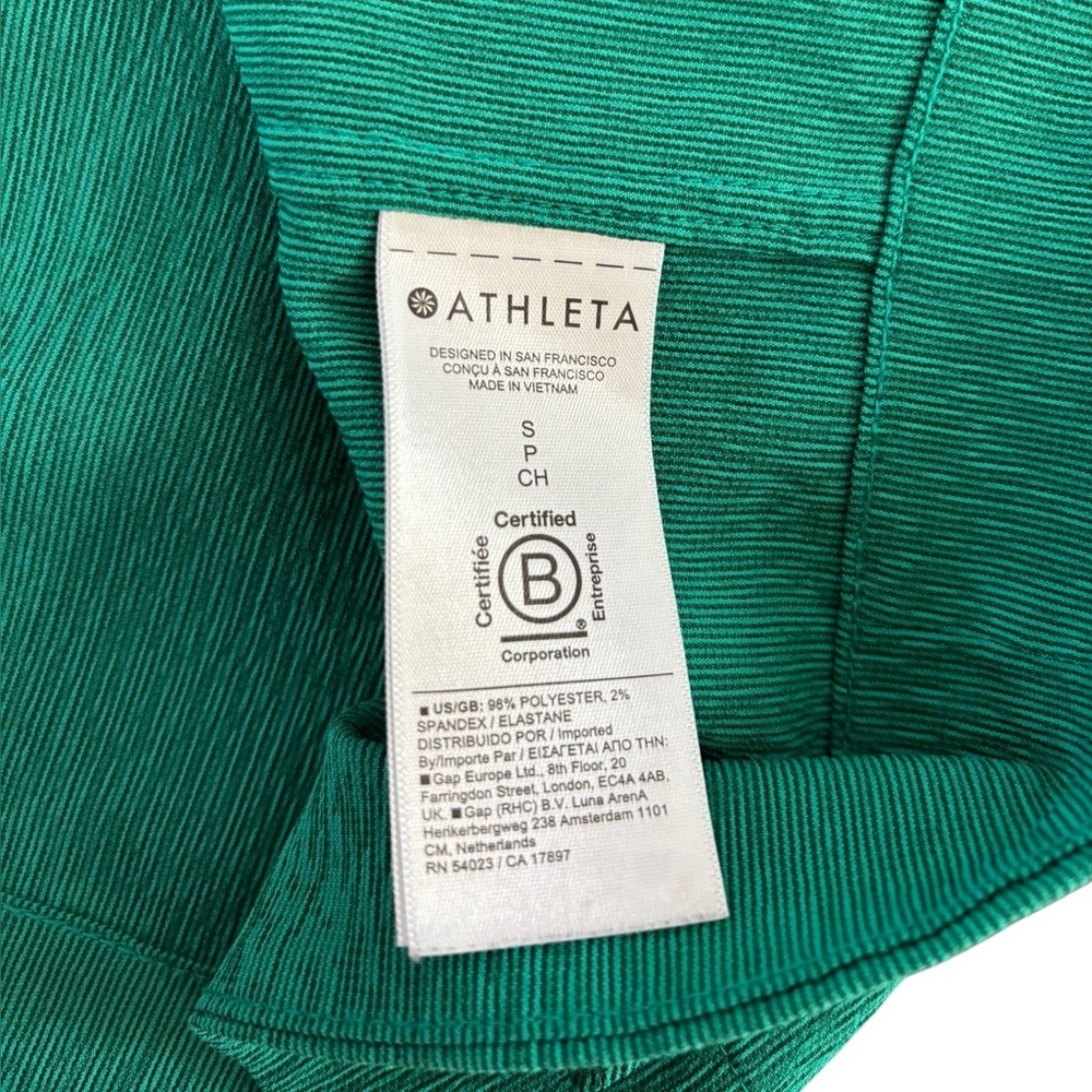 Athleta Women's Echo Dark Green Button Down Collared Crop‎ Top Size SP - Picture 8 of 8